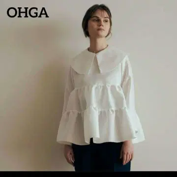 OHGA GATHER BLOUSE 오가 개더 블라우스 블랙 프릴