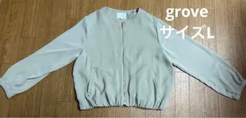 grove 베이지 집업 노카라 자켓 사이즈 L 짧은 기장
