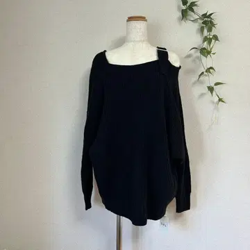 신규 택 GRL 아지메 숄더 벨트 디자인 니트 블랙 오프숄더