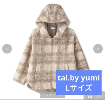 시마무라 yumi 체크 보아 자켓 L