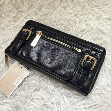 미사용 마이클코어스 장지갑 지갑 가죽 블랙 골드 금장 장식
