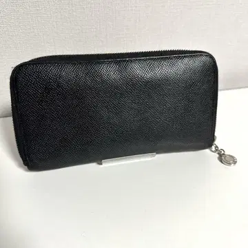 불가리 장지갑 블랙 블랙 가죽 지퍼 로고