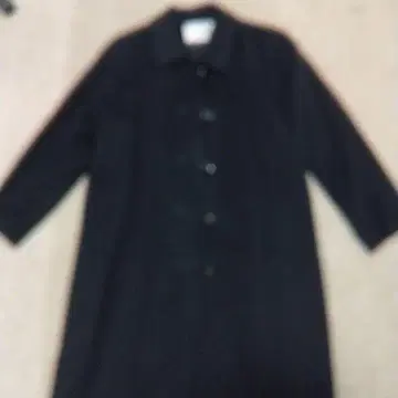 PASEPA 블랙 롱 코트 캐시미어 혼방