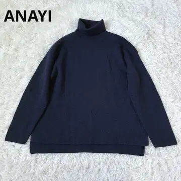 ANAYI 아나이 오버 사이즈 터틀 니트 스웨터 네이비