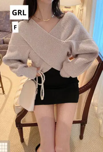 GRL 그레일 아이보리 카슈쿨 니트 스웨터 F