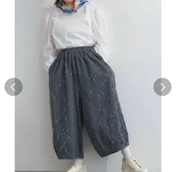 Lupilien 자카드 데님 와이드 팬츠 데님 팬츠 블랙