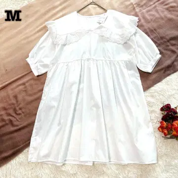 최종 가격 미사용 빅 칼라 블라우스 튜닉 무릎 기장 원피스 루즈핏