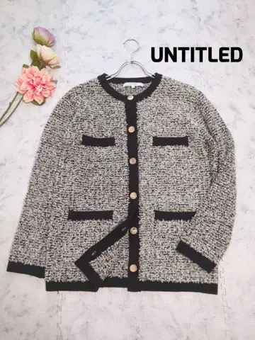언타이틀 골드 버튼 샤기 니트 자켓