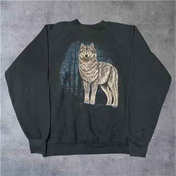 90s 늑대 USA제 애니멀 맨투맨 블랙 50/50 XL