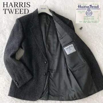 해리스 트위드 테일러드 자켓 헤링본 싸개 버튼 울 XL