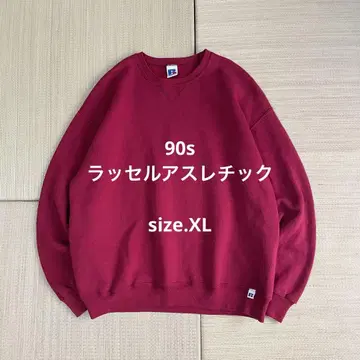 90s 멕시코제 러셀 애슬레틱 무지 맨투맨 빨간색 레드 XL