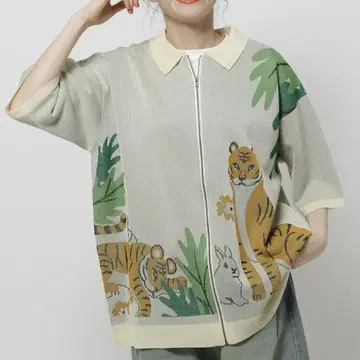 니코앤드 x 위글위글 콜라보 모티브 ZIP 셔츠 완판템 호랑이와 토끼