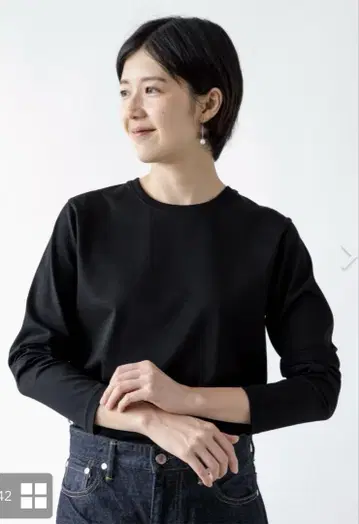고급 코튼 100% 드레스 T셔츠 / 긴팔 / 블랙 38 사이즈
