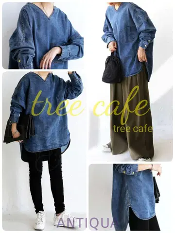 tree cafe antiqua 안티카 데님 루즈핏 풀오버 M