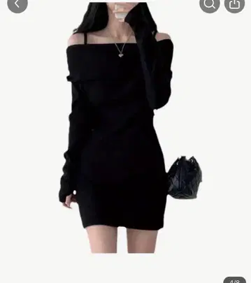 새상품 2가지 색상 선택 가능 블랙 오프숄더 긴팔 미니 원피스