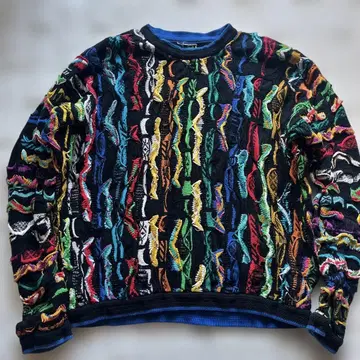 90년대 다색 자수 디자인 니트 스웨터 3D 니트 COOGI XL 니트