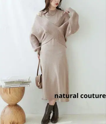 natural couture 크로스 니트 슬리브리스 원피스 세트 F