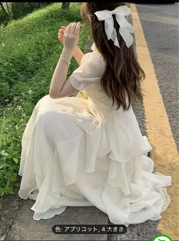 새상품 애프리콧 프릴 롱 드레스 사이즈 4
