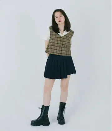 tina jojun 네이비 플리츠 미니 스커트