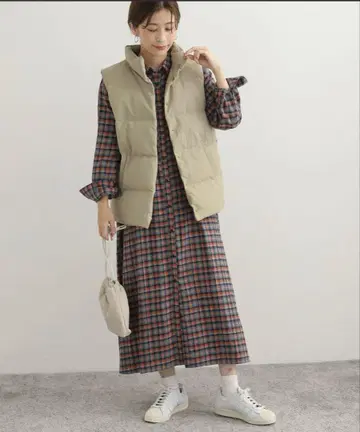 넬 칼라 체크 셔츠 원피스