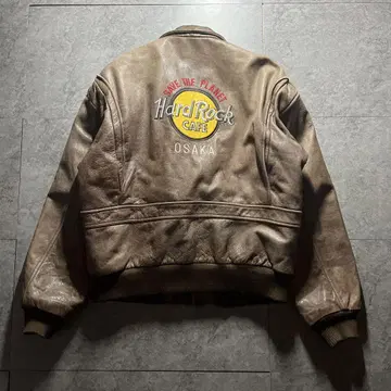 레어 90s hardrock cafe A-2 가죽 플라이트 자켓 M