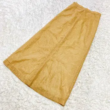 녹온 꽃무늬 자수 롱 스커트 [ S ] 일본제 플라워 A라인 베이지