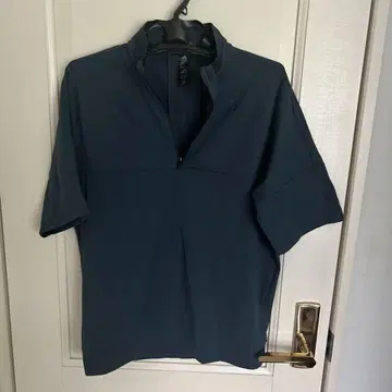 adidas 하프 지퍼 셔츠 M 다크 블루 반팔