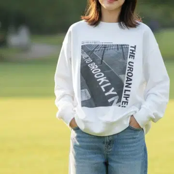 퓨어세신 맨투맨 트레이닝복 빅 프린트 화이트 5994