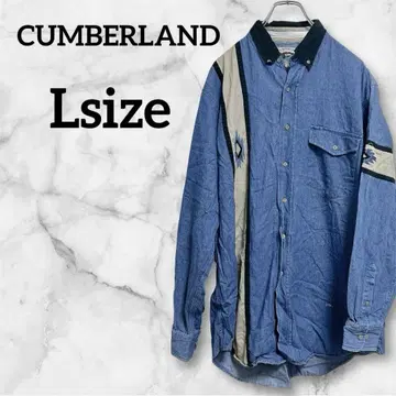 CUMBERLAND 90s 데님 셔츠 L 네이티브 무늬 구제 의류
