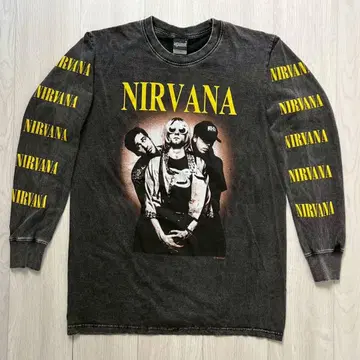 NIRVANA 피그먼트 가공 긴팔 T셔츠 구제풍 락T