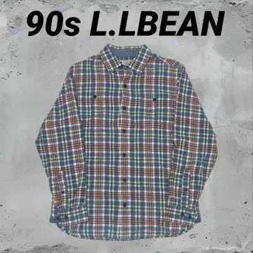 90s l.lbean 빈티지 체크 무늬 바닥 긴팔 셔츠 M 사이즈