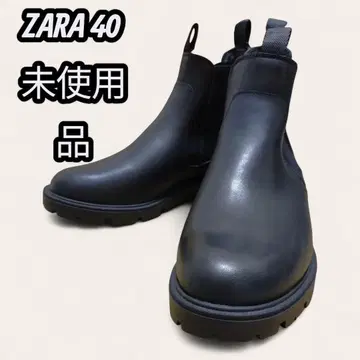 [미사용 새상품!] ZARA 자라 사이드 고어 부츠 가죽 블랙 40