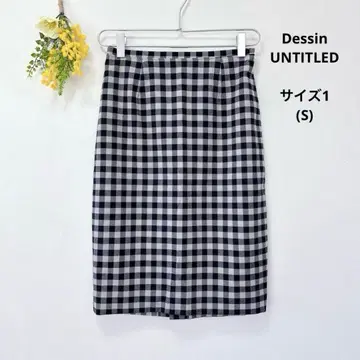 데셍 언타이틀 깅엄 체크 타이트 스커트 사이즈 1 네이비 S