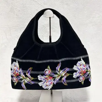 FEILER 페이 백합 패턴 타월 원단 핸드백 블랙