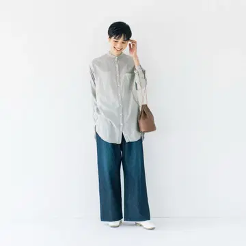 북유럽 생활 잡화점 깔끔해 보이는 인턱 와이드 데님 인디고 L