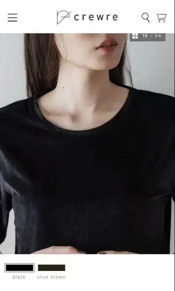 크루 넥 벨로아 시어 탑 사이즈 1