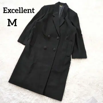 엑설런트 캐시미어 체스터 롱 코트 블랙 더블 버튼 고급 5650