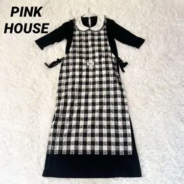 핑크하우스 PINK HOUSE 에이프런 원피스 깅엄 체크 블랙