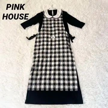 핑크하우스 PINK HOUSE 에이프런 원피스 깅엄 체크 블랙