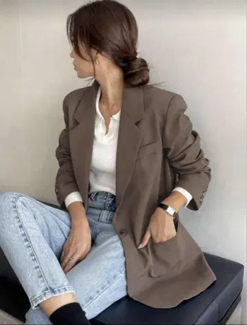 [ 미사용품 ] 브라운 테일러드 자켓 자켓 S 사이즈