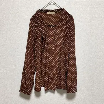 natural couture 말 패턴 블라우스 브라운 계열 긴팔 셔츠