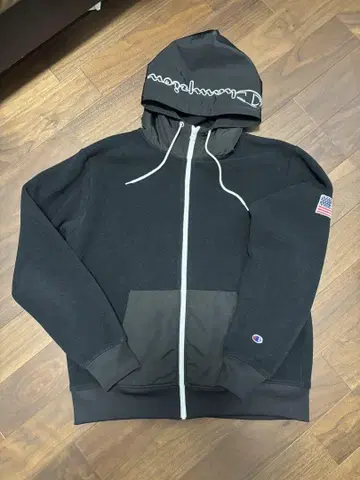 챔피온 블랙 플리스 지퍼 후드티 XL 챔피온