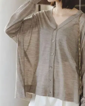 NOBLE PL/W 와이드 2WAY V넥 가디건