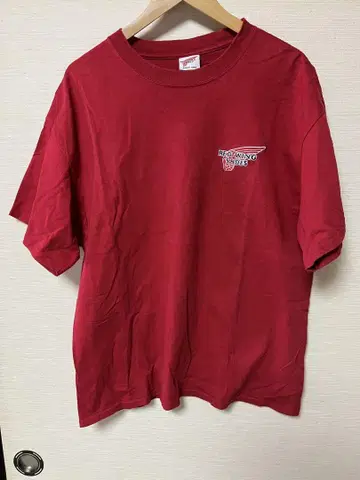 RED WING SHOES 자수 로고 티셔츠 빨간색