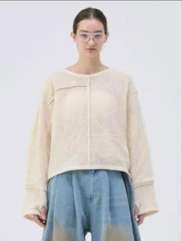 MESH SWITCHING PATCHWORK LONG SLEEVE-T