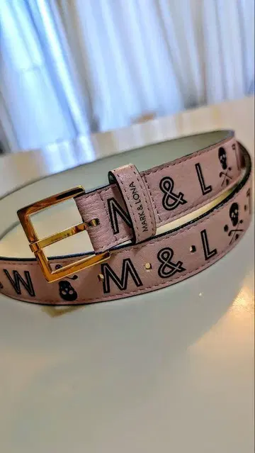 MARK & LONA 핑크 스컬 벨트