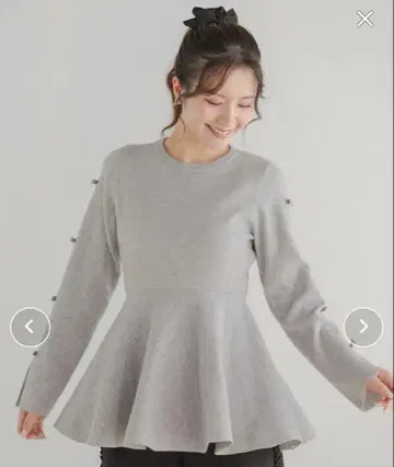 fitmore 핏모아 소매 리본 페플럼 니트