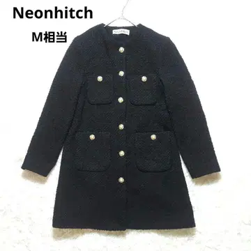 네온 히치 트위드 코트 원피스 펄 버튼 M 상당 가을/겨울