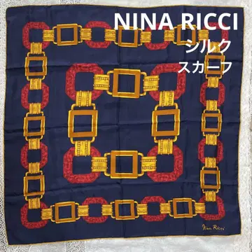 NINA RICCI 니나리치 네이비 실크 대형 스카프 레트로