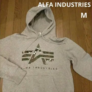 ALPHA 알파인더스트리 풀오버 후드티 카모플라주 로고